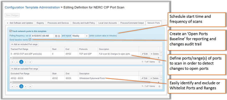 NNT Change Tracker NERC Open Port Scanner Setup